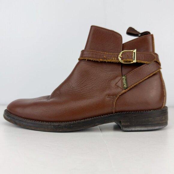 AIGLE Brown Leather Ankle Boots Tan β Chelsea French Booties EU 38 (37) US 7 - Picture 8 of 16